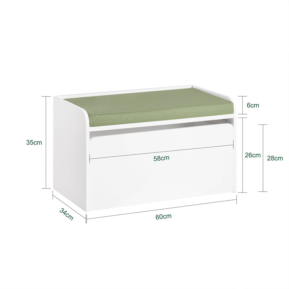 SoBuy KMB80-W Cassapanca Portagiochi per Bambini con Cuscino, Scatola Portaoggetti e Panca per Scarpe - Bianco