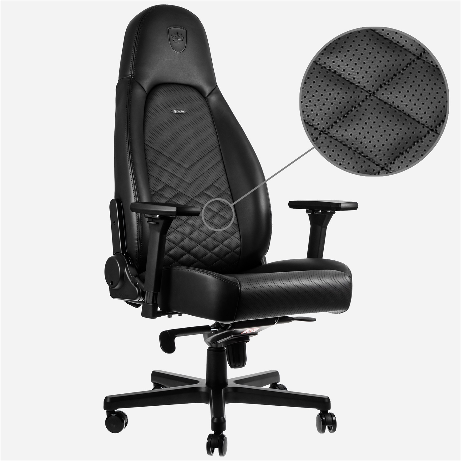 noblechairs Icon Sedia da Gaming e Ufficio - Ecopelle PU Ergonomica con Imbottitura in Schiuma Fredda - Capacità fino a 150 kg - Design Sedile da Corsa - Nero
