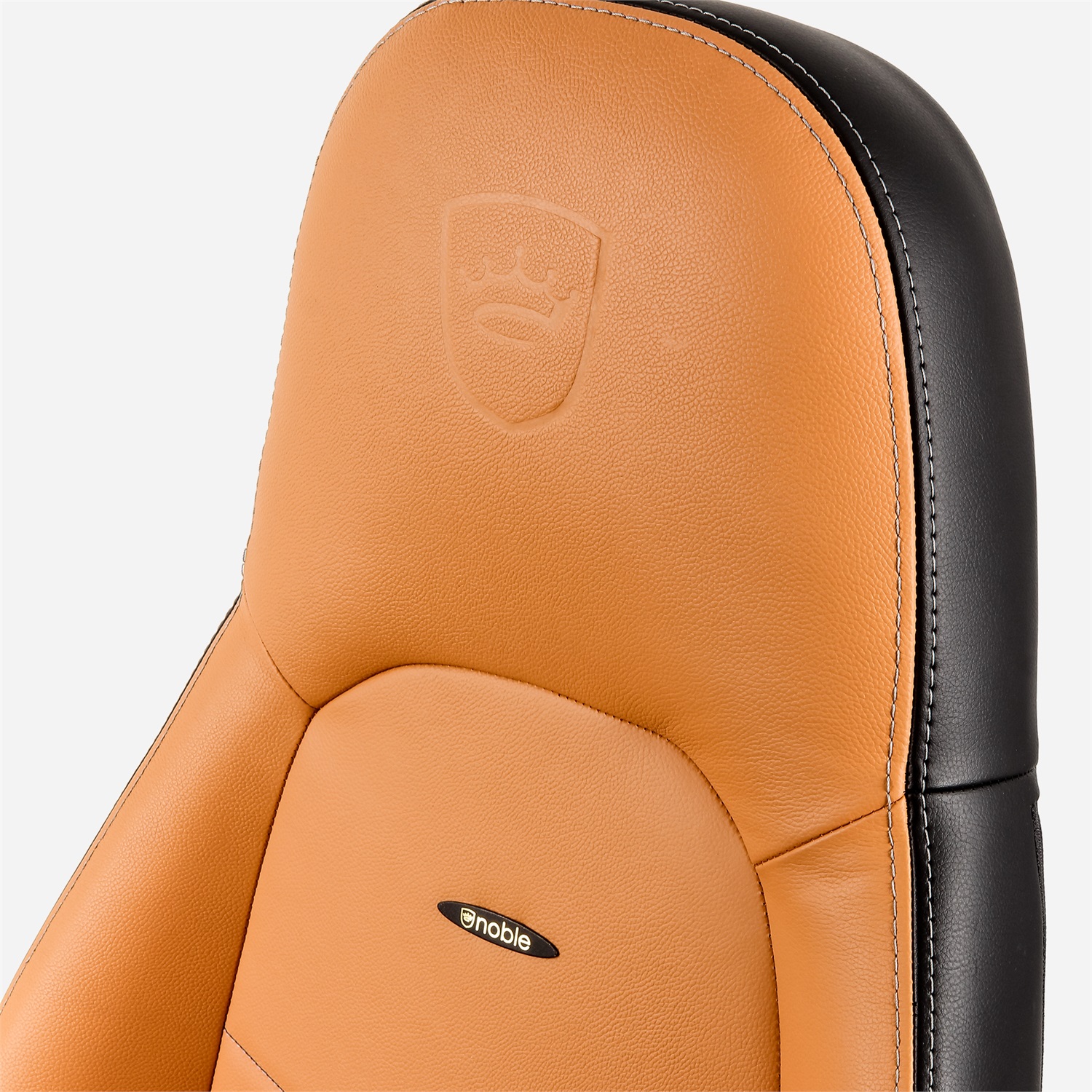 noblechairs ICON Sedia da gaming e ufficio in pelle vera - Ergonomica con imbottitura in schiuma fredda - Capacità 150 kg - Design Sedile da corsa - Colore Cognac/Nero/Gunmetal
