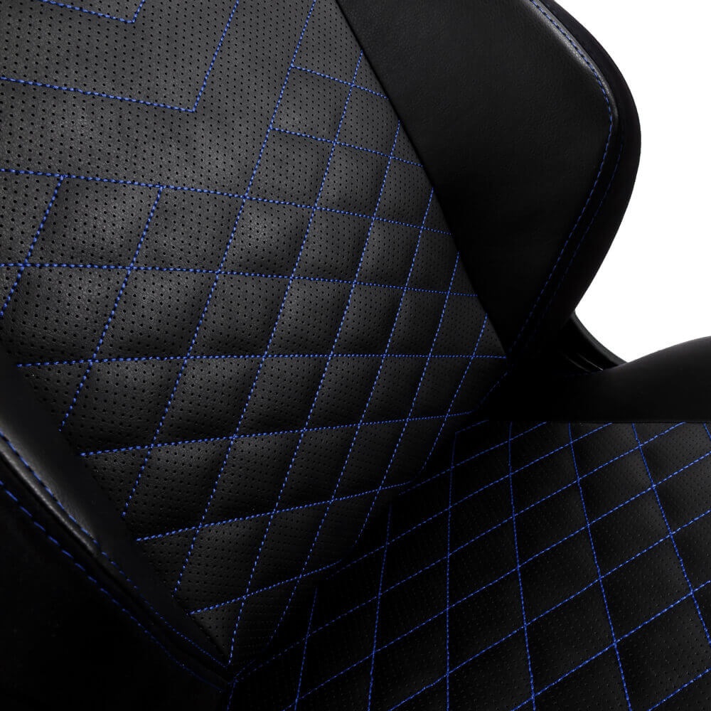 NOBLECHAIRS Hero PU Leather Sedia da Gaming e Ufficio - Seduta Air Filled, Schienale Imbottito, Design da Corsa, Nero/Blu/Bianco
