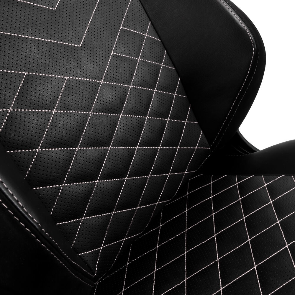 NOBLECHAIRS Hero Sedia da Gaming e Ufficio in PU Ecopelle - Seduta e Schienale Imbottiti - Design da Corsa - Nero/Bianco