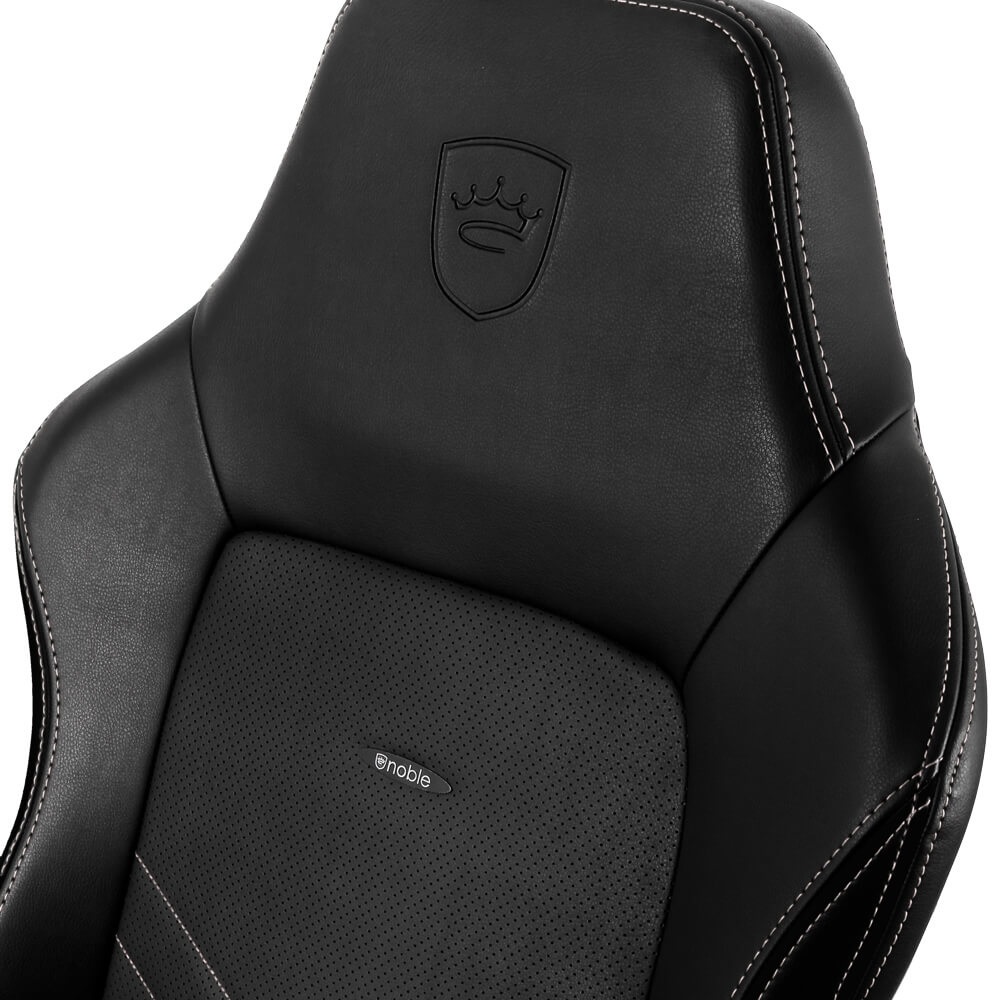 NOBLECHAIRS Hero Sedia da Gaming e Ufficio in PU Ecopelle - Seduta e Schienale Imbottiti - Design da Corsa - Nero/Bianco