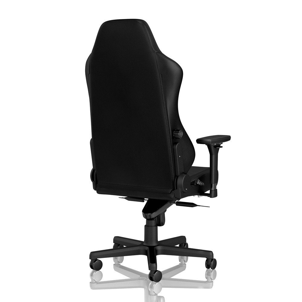 noblechairs Hero Sedia da Gioco in Vera Pelle Nero con Sedile Riempito d'Aria e Schienale Imbottito, Supporto Lombare Regolabile