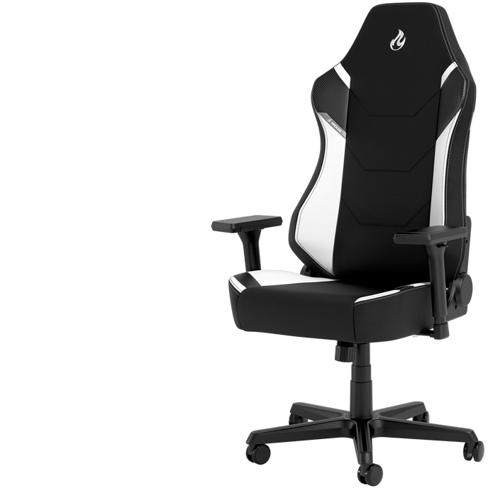 Nitro Concepts X1000 Sedia da Gaming per PC - Sedia Tappezzata Nero/Bianco, Rivestimento in Tessuto, Peso Massimo 135 kg