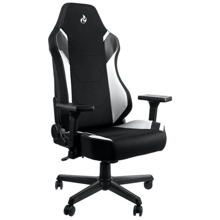 Nitro Concepts X1000 Sedia da Gaming per PC - Sedia Tappezzata Nero/Bianco, Rivestimento in Tessuto, Peso Massimo 135 kg