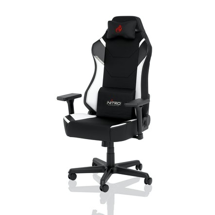 Nitro Concepts X1000 Sedia da Gaming per PC - Sedia Tappezzata Nero/Bianco, Rivestimento in Tessuto, Peso Massimo 135 kg