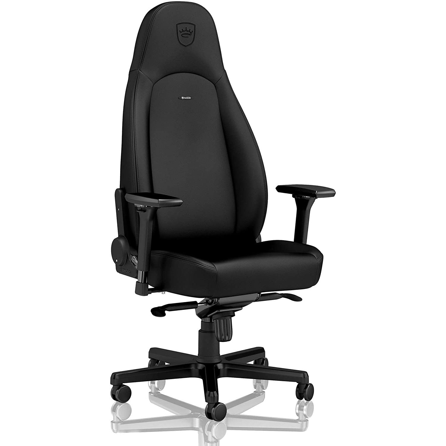 noblechairs ICON Sedia da Gioco Ecopelle PU Black Edition - Seduta e Schienale Imbottiti, Braccioli 4D, Ruote da 60 mm