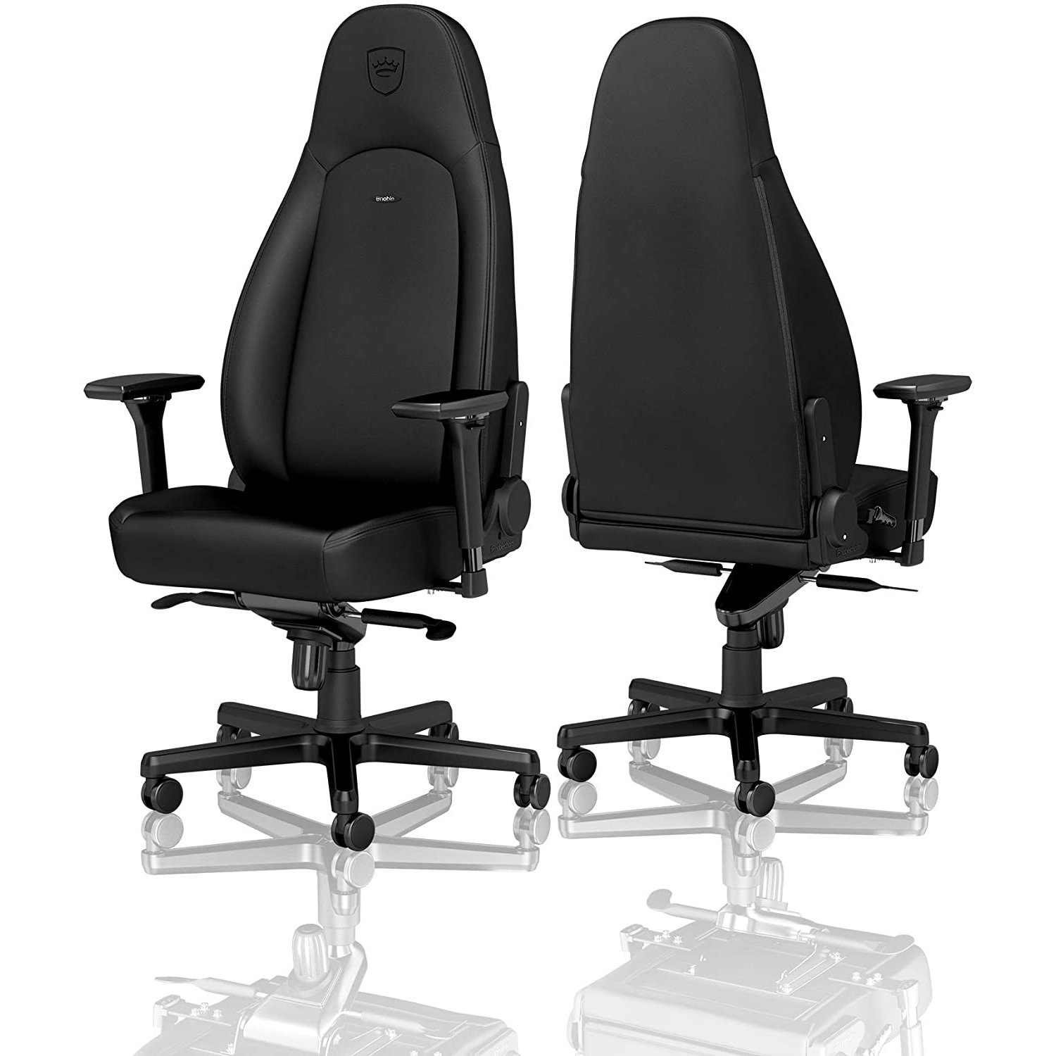 noblechairs ICON Sedia da Gioco Ecopelle PU Black Edition - Seduta e Schienale Imbottiti, Braccioli 4D, Ruote da 60 mm