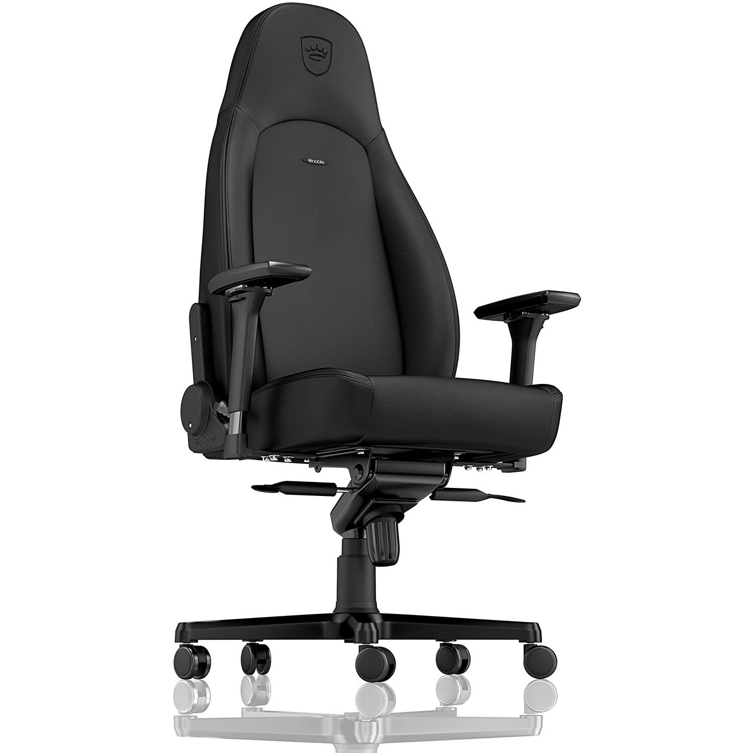 noblechairs ICON Sedia da Gioco Ecopelle PU Black Edition - Seduta e Schienale Imbottiti, Braccioli 4D, Ruote da 60 mm