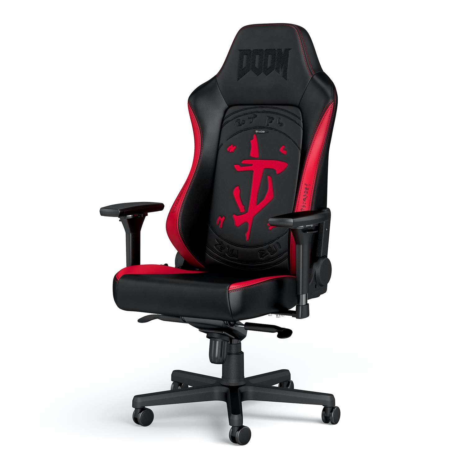 NOBLECHAIRS Hero Sedia da Gaming e Ufficio in Pelle Sintetica Nero/Rosso con Supporto Lombare Regolabile
