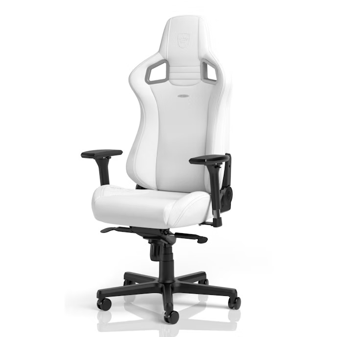 NOBLECHAIRS Epic Sedia Gaming Bianco - Sedia da gioco Ergonomica, Girevole, con Rivestimento Resistente allo Sporco, Capacità di Carico 120 kg