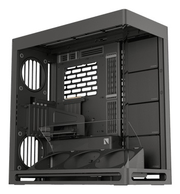 HAVN HS 420 VGPU Custodia Midi Tower E-ATX con Vetro Temperato, Kit GPU Verticale PCIe 5.0, 11 Ventole da 140 mm e Supporti per Radiatori da 420 mm - Nero