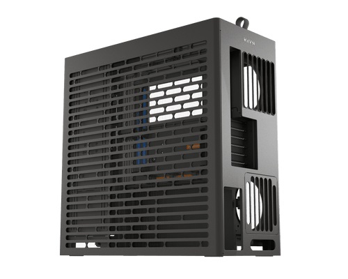 HAVN HS 420 VGPU Custodia Midi Tower E-ATX con Vetro Temperato, Kit GPU Verticale PCIe 5.0, 11 Ventole da 140 mm e Supporti per Radiatori da 420 mm - Nero