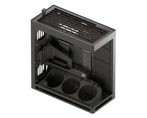 HAVN HS 420 VGPU Custodia Midi Tower E-ATX con Vetro Temperato, Kit GPU Verticale PCIe 5.0, 11 Ventole da 140 mm e Supporti per Radiatori da 420 mm - Nero