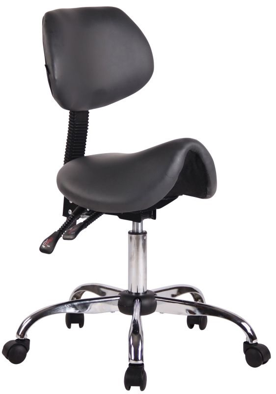 CLP Sgabello Sella Stuttgart Ergonomico in Similpelle con Schienale Inclinabile e 5 Ruote, Colore Grigio