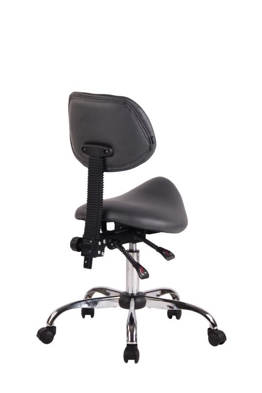 CLP Sgabello Sella Stuttgart Ergonomico in Similpelle con Schienale Inclinabile e 5 Ruote, Colore Grigio