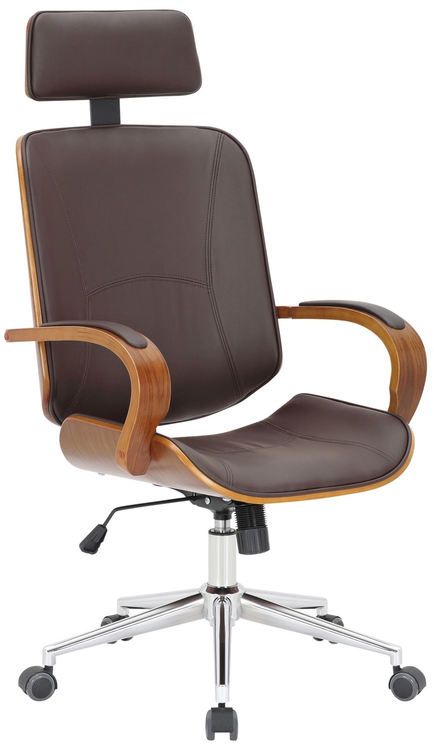 CLP Sedia da ufficio Dayton in similpelle - Ergonomica, girevole, con poggiatesta e funzione dondolo, colore noce/marrone