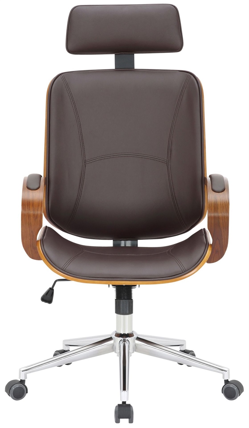 CLP Sedia da ufficio Dayton in similpelle - Ergonomica, girevole, con poggiatesta e funzione dondolo, colore noce/marrone