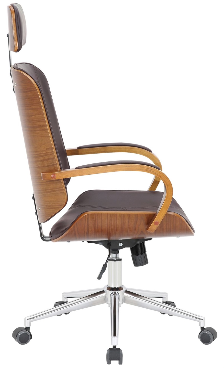 CLP Sedia da ufficio Dayton in similpelle - Ergonomica, girevole, con poggiatesta e funzione dondolo, colore noce/marrone