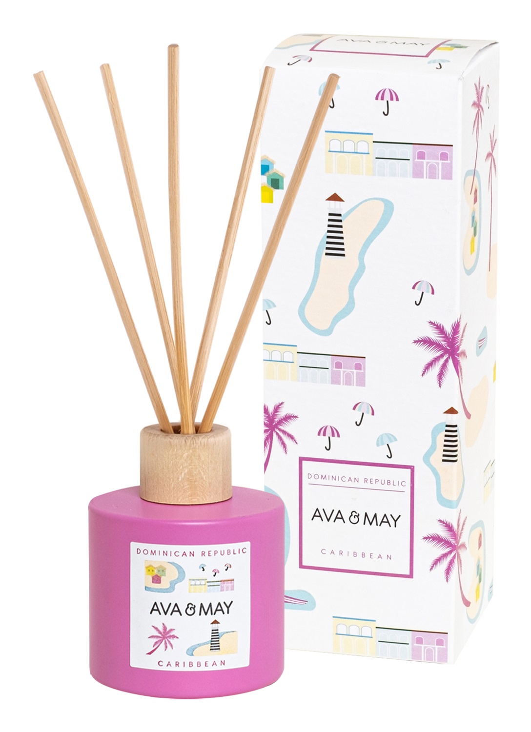 AVA & MAY Diffusore a Bastoncini Repubblica Dominicana 100ml - Profumo Esotico di Cocco e Vaniglia
