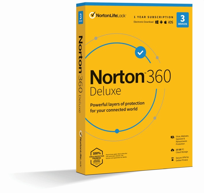Norton 360 Deluxe 2020 - Protezione Completa per 3 Dispositivi con VPN e Password Manager