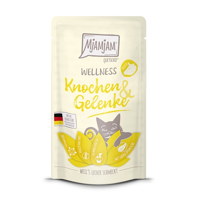 MjAMjAM Wellness Cibo Umido per Gatti Adulti - Ossa e Articolazioni al Manzo - 12 Bustine da 125 gr