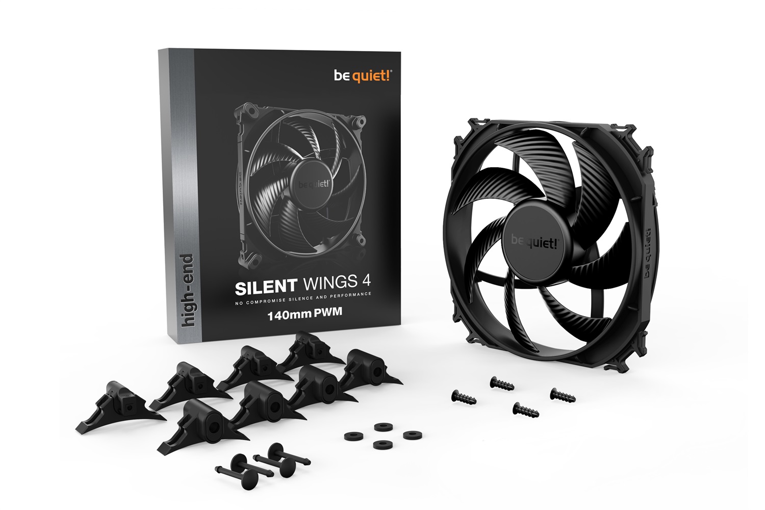Be Quiet! SILENT WINGS 4 | Ventilatore 140mm PWM per computer - 1100 Giri/min, 13,6 dB, Flusso d'aria 87,16 m³/h, Design elegante