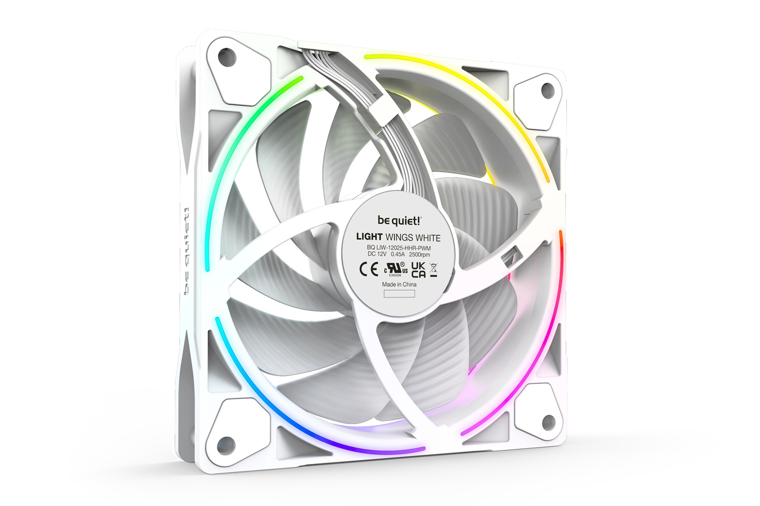 be quiet! Light Wings White | Ventilatore 120mm PWM High-Speed Triple-Pack con LED ARGB, 3 Ventole, 2500 Giri/min, 31 dB