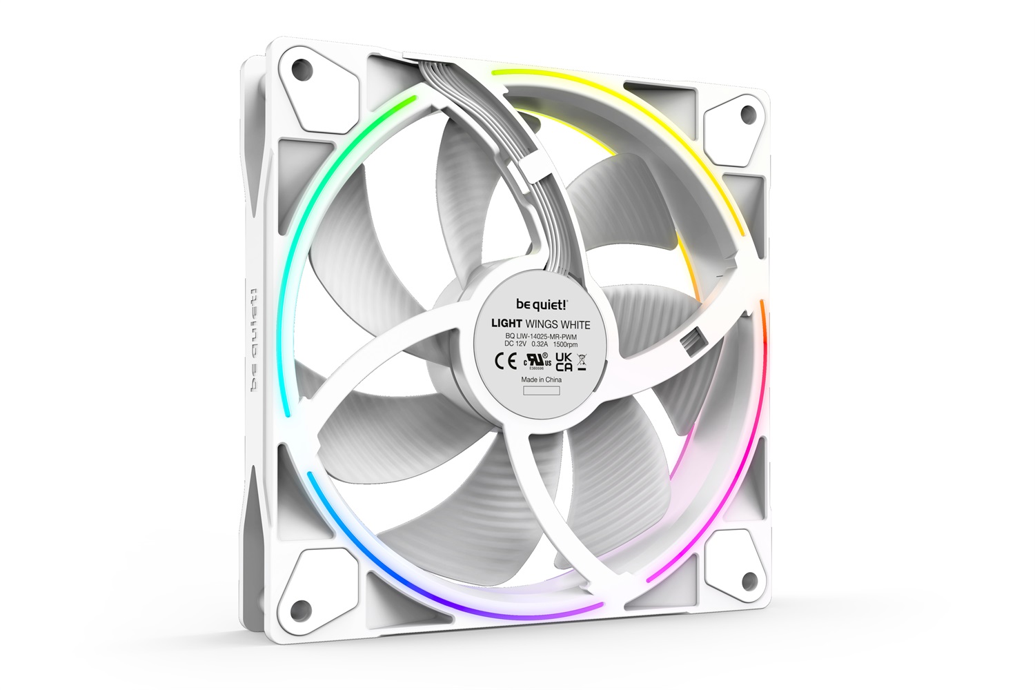 be quiet! Light Wings White | Ventilatore 140mm PWM Triple Pack con Illuminazione ARGB - 3 Ventole incluse, 1500 Giri/min, 23,3 dB