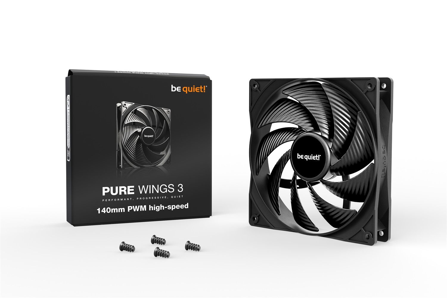 be quiet! Pure Wings 3 Ventilatore 140mm PWM High-Speed - 1800 Giri/min, 30,5 dB, Flusso d'aria 122,6 m³/h, Nero