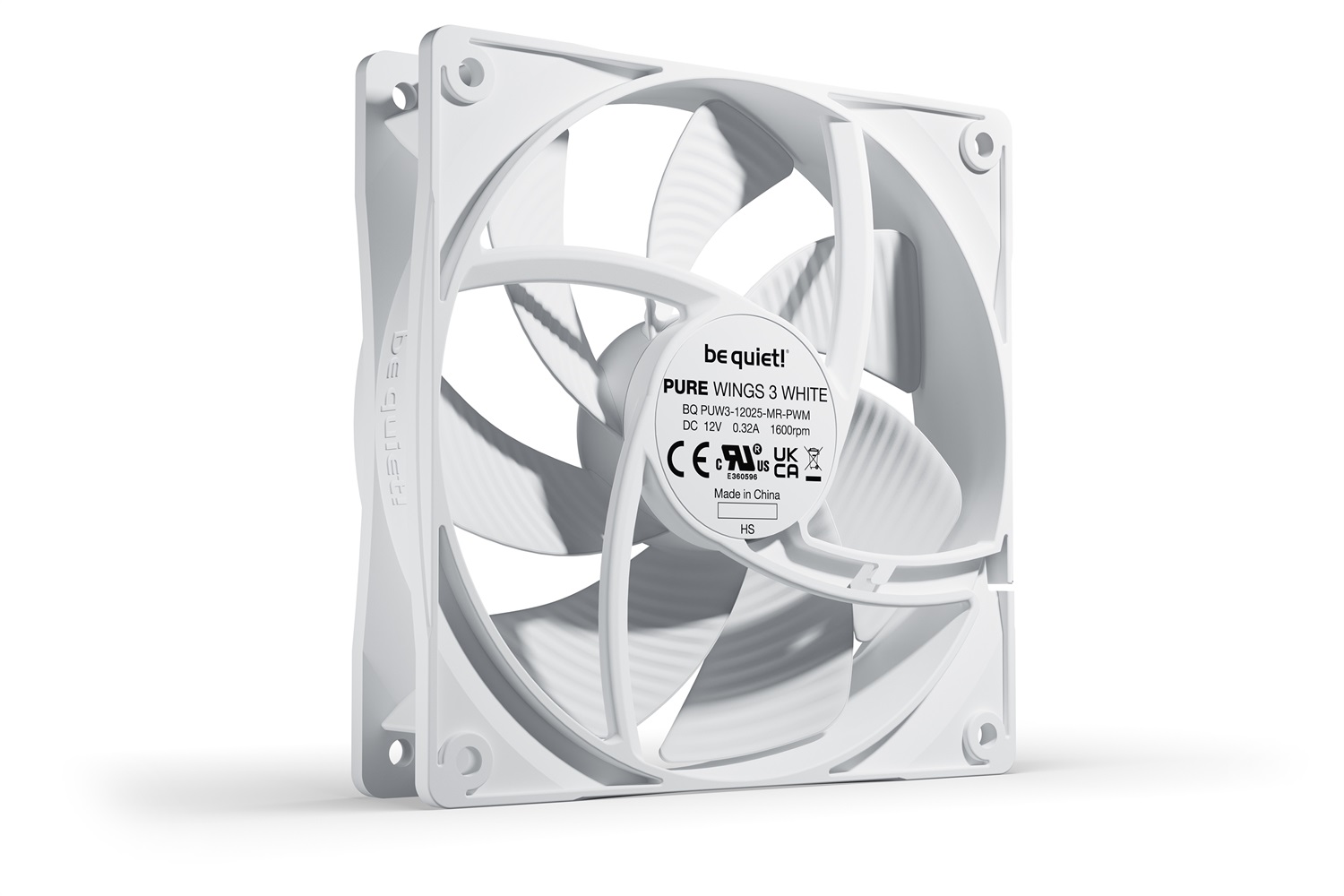 be quiet! Pure Wings 3 120mm PWM White - Ventilatore per computer, 1600 Giri/min, 25,5 dB, Flusso d'aria 84,8 m³/h