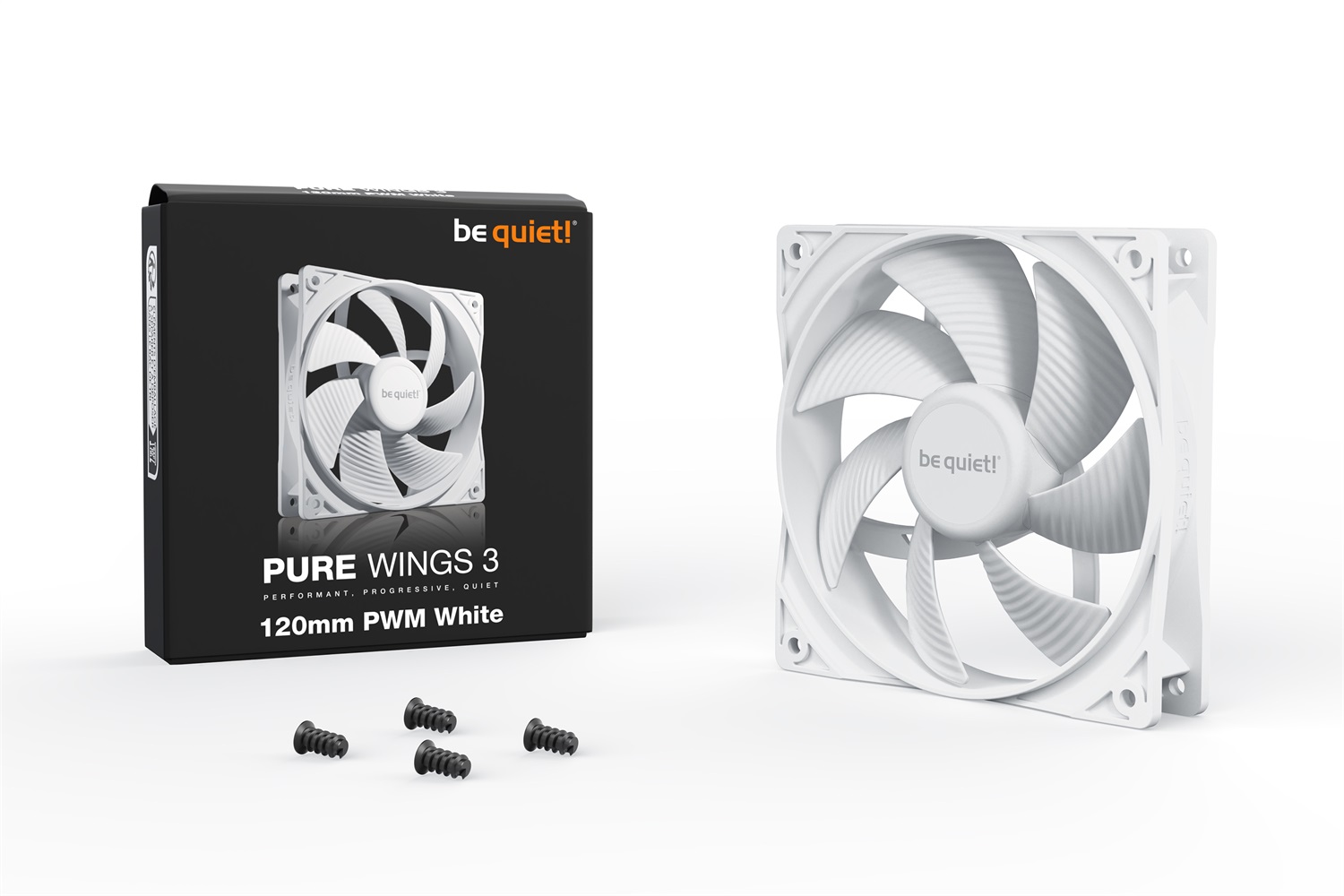 be quiet! Pure Wings 3 120mm PWM White - Ventilatore per computer, 1600 Giri/min, 25,5 dB, Flusso d'aria 84,8 m³/h