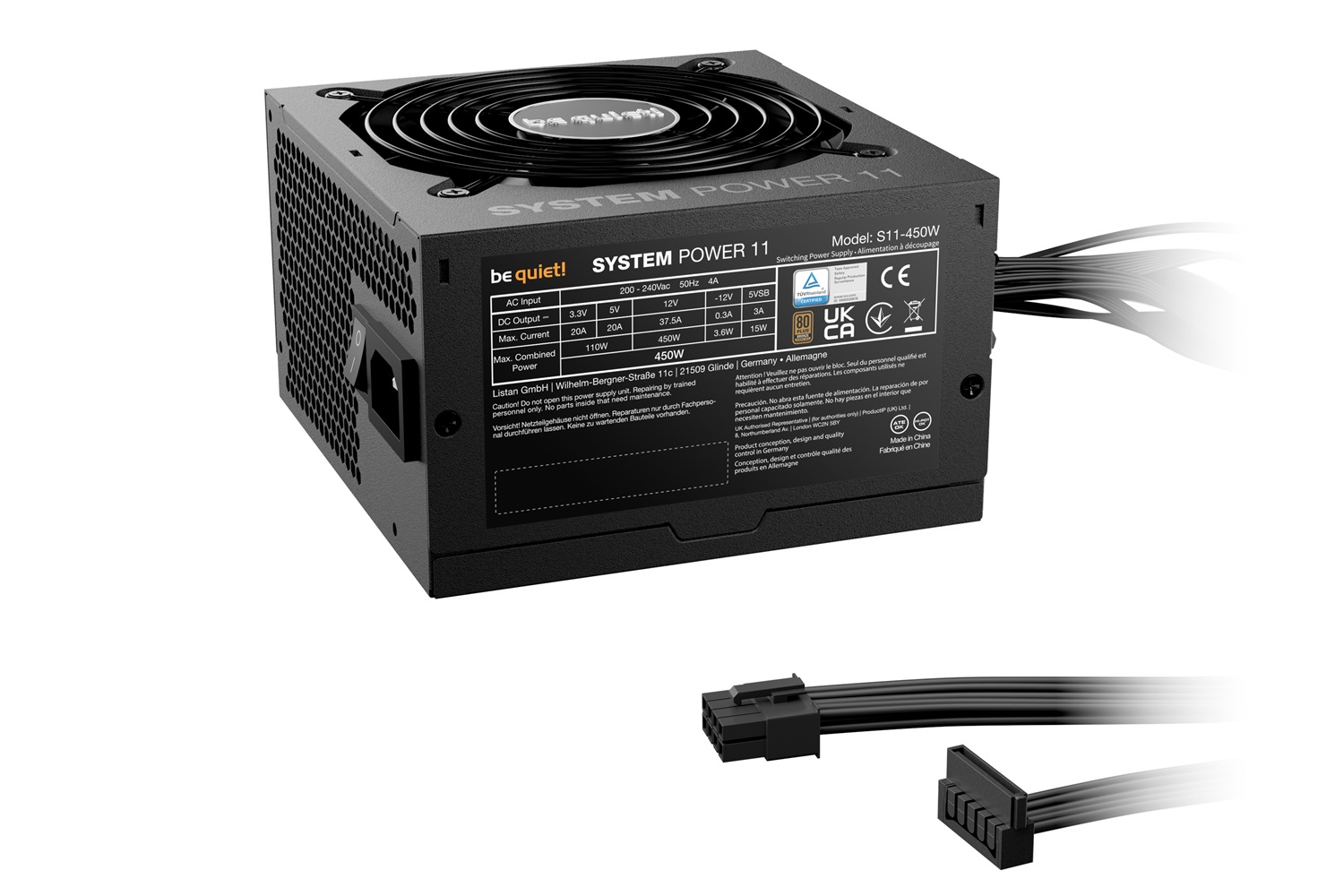 be quiet! System Power 11 450W Alimentatore ATX 3.1 con Ventola da 120mm, Supporto GPU PCIe 5.1, Efficienza 80 PLUS® Bronze