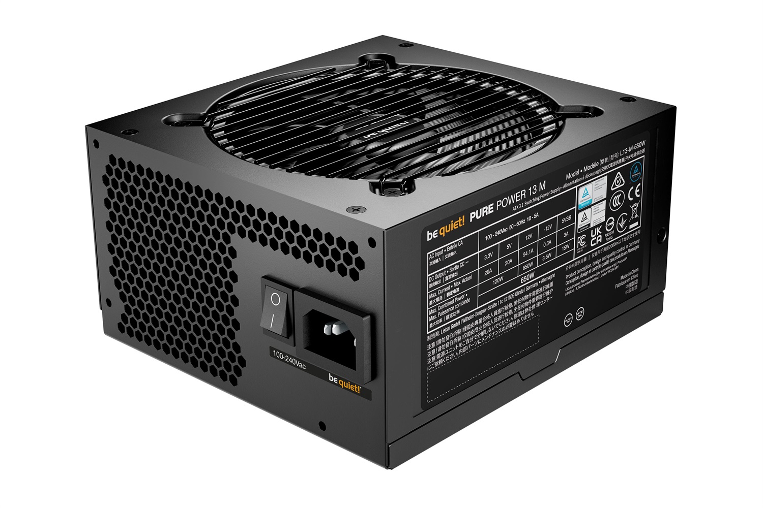be quiet! Pure Power 13 M 650W Alimentatore ATX 3.1 con Efficienza 80 PLUS Gold, Ventola Semi-Passiva da 120 mm e Supporto GPU PCIe 5.1