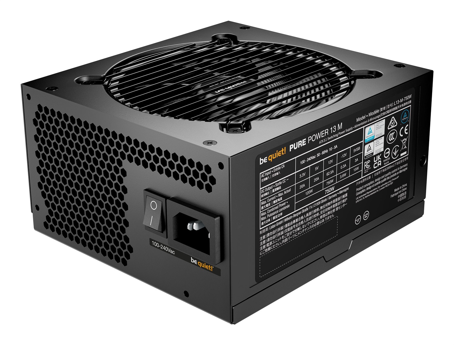 be quiet! Pure Power 13 M 750W Alimentatore ATX 3.1 80 PLUS Gold con Ventola Semi-Passiva da 120 mm e Supporto GPU PCIe 5.1