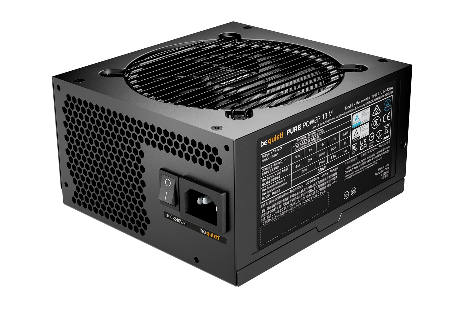 be quiet! Pure Power 13 M 850W Alimentatore ATX 3.1 80 PLUS Gold con Ventola Semi-Passiva e Supporto GPU PCIe 5.1