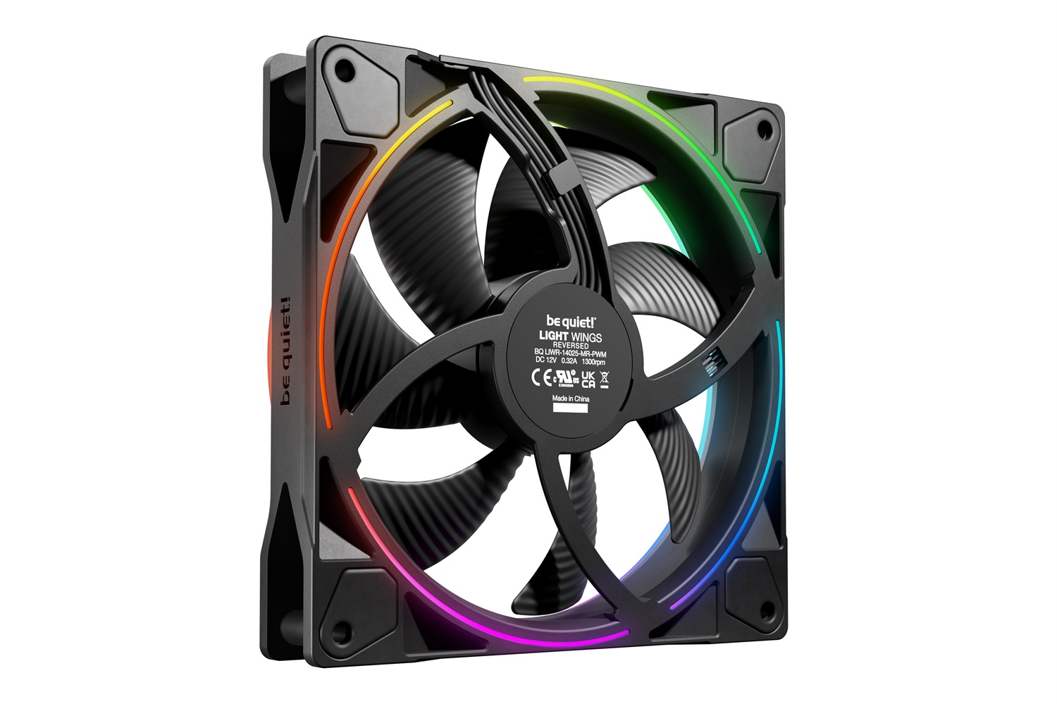 be quiet! Light Wings 140mm PWM Ventilatore Case Nero con 20 LED ARGB e Pale Invertite Silenziose