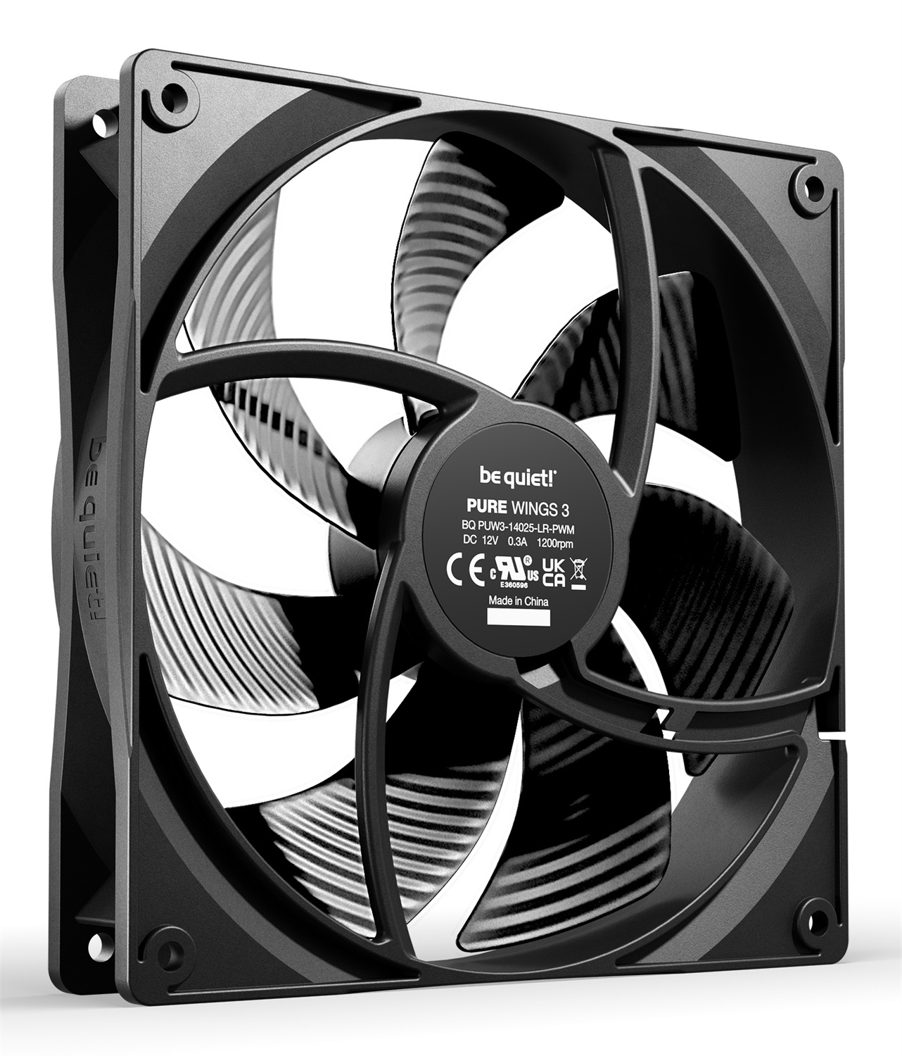 be quiet! Pure Wings 3 Ventilatore 140 mm PWM - Triple Pack, 1200 Giri/min, 97,5 m³/h, Nero