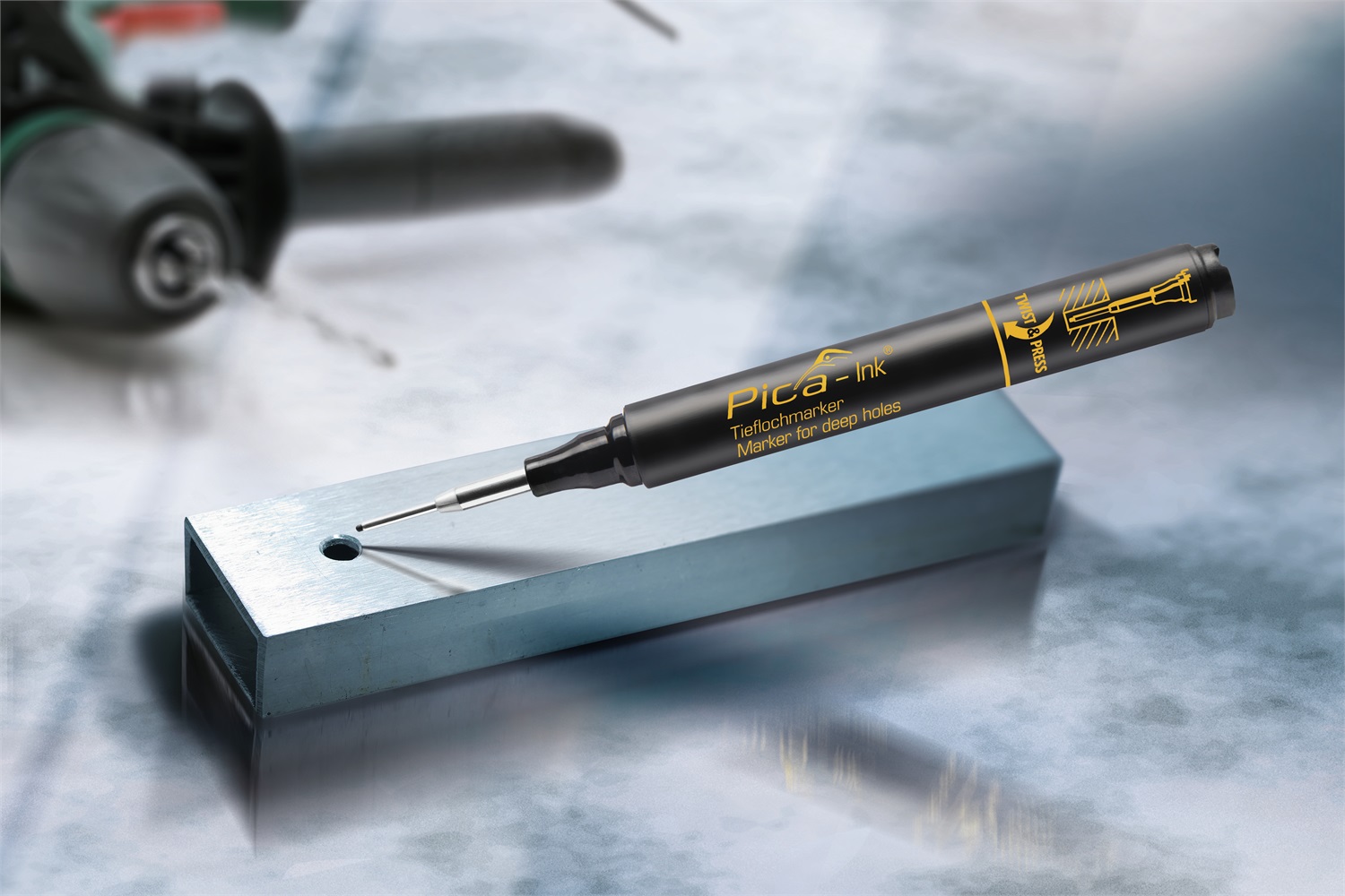 Pica Marcatore INK per fori profondi 10 pz - Nero, LONGLIFE 7, scrive su tutte le superfici asciutte