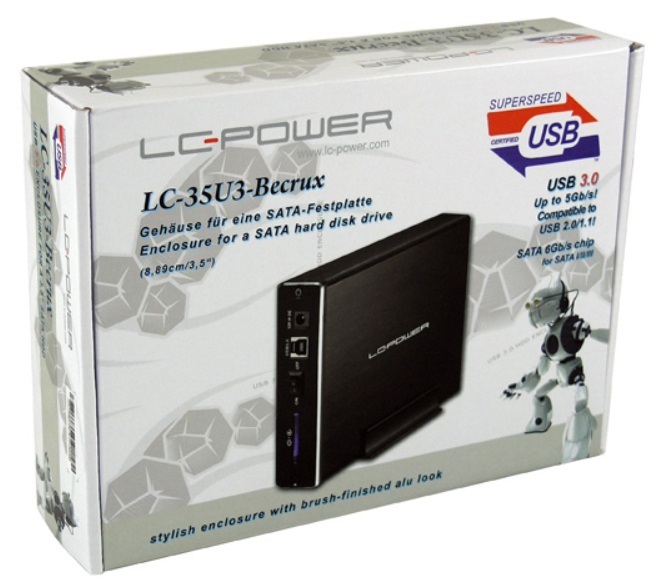 LC-Power Case Esterno per HDD 3,5 pollici in Alluminio Nero con USB 3.0