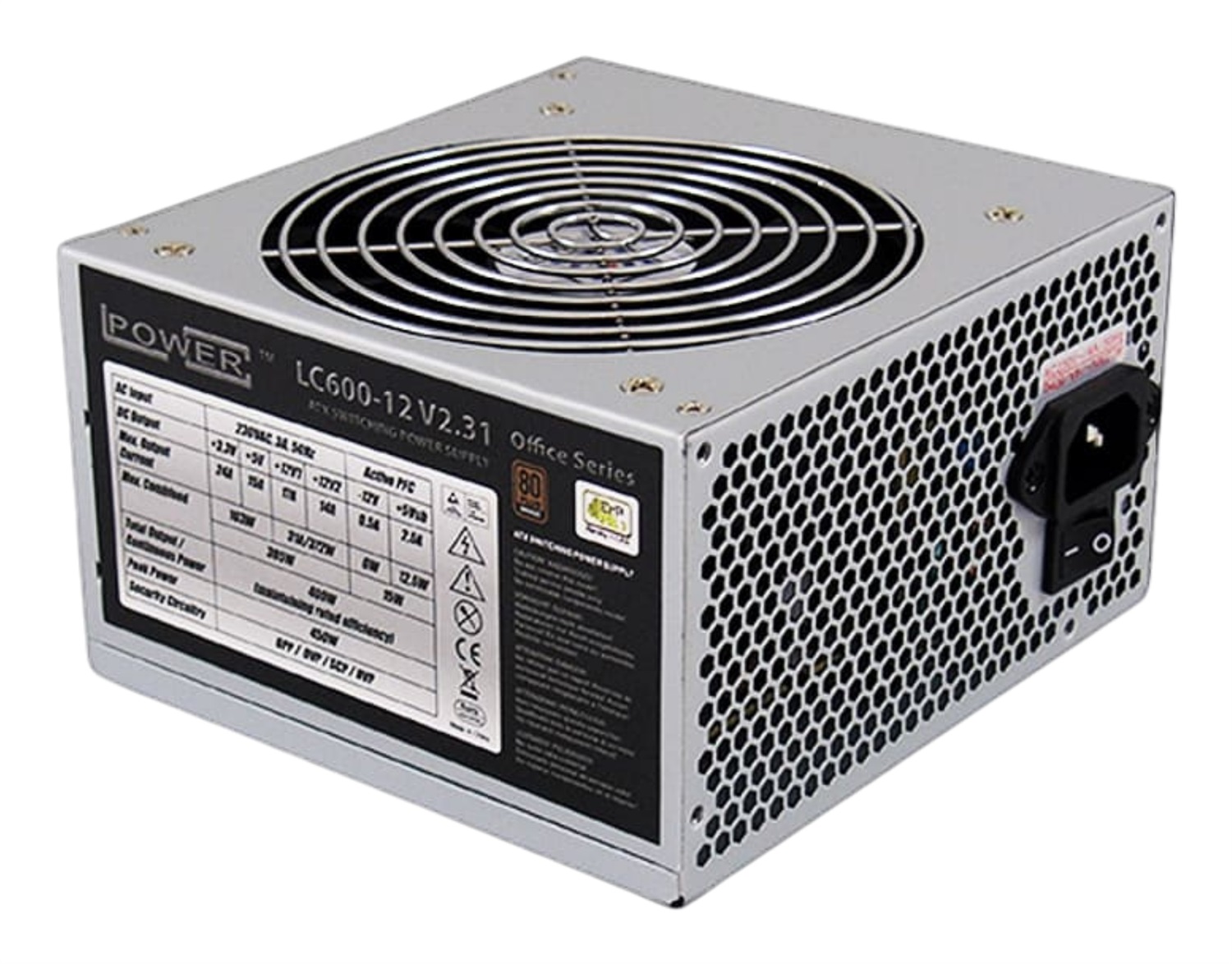 LC-Power LC600-12 V2.31 Alimentatore per Computer 450W 20 4 pin ATX con Ventilatore da 12 cm e Certificazione 80 Bronze