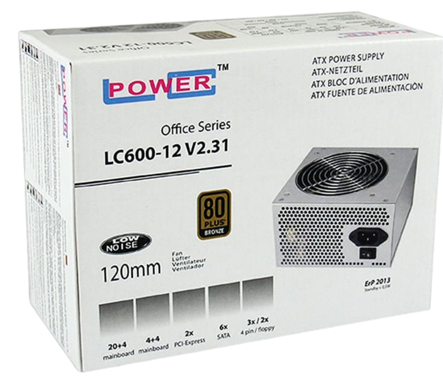 LC-Power LC600-12 V2.31 Alimentatore per Computer 450W 20 4 pin ATX con Ventilatore da 12 cm e Certificazione 80 Bronze