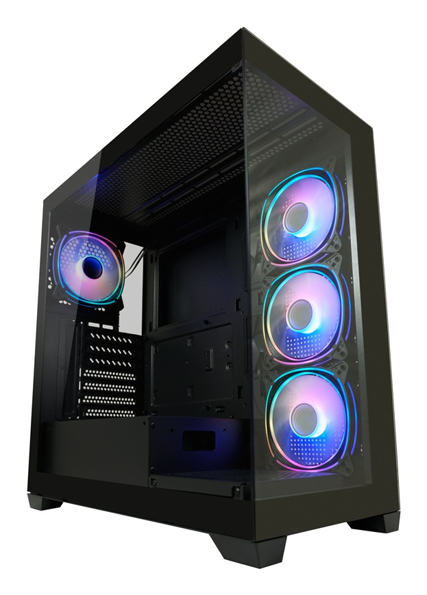 LC-Power Gaming 715B Seamless_X - Case Midi-Tower ATX con 4 Ventole ARGB e Pannelli in Vetro Temperato