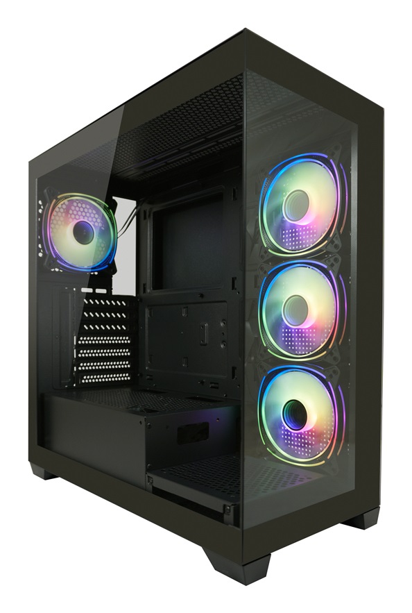 LC-Power Gaming 715B Seamless_X - Case Midi-Tower ATX con 4 Ventole ARGB e Pannelli in Vetro Temperato