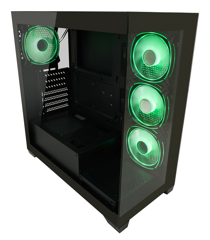 LC-Power Gaming 715B Seamless_X - Case Midi-Tower ATX con 4 Ventole ARGB e Pannelli in Vetro Temperato