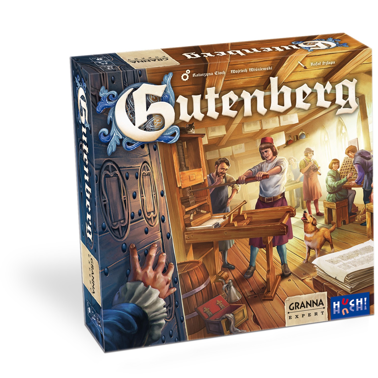 HUCH! Gutenberg - Gioco da tavolo di strategia in vero legno, multicolore, per 1-4 giocatori