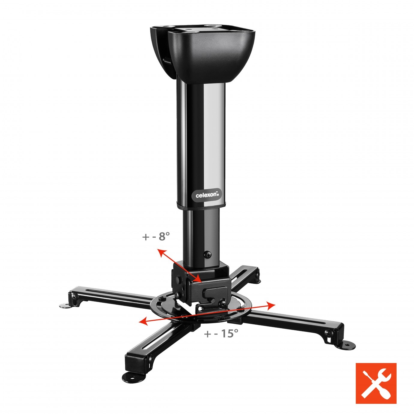 Celexon MultiCel 4060 Pro - Supporto da soffitto inclinabile per proiettore, distanza 40-60 cm, portata fino a 15 kg, colore nero