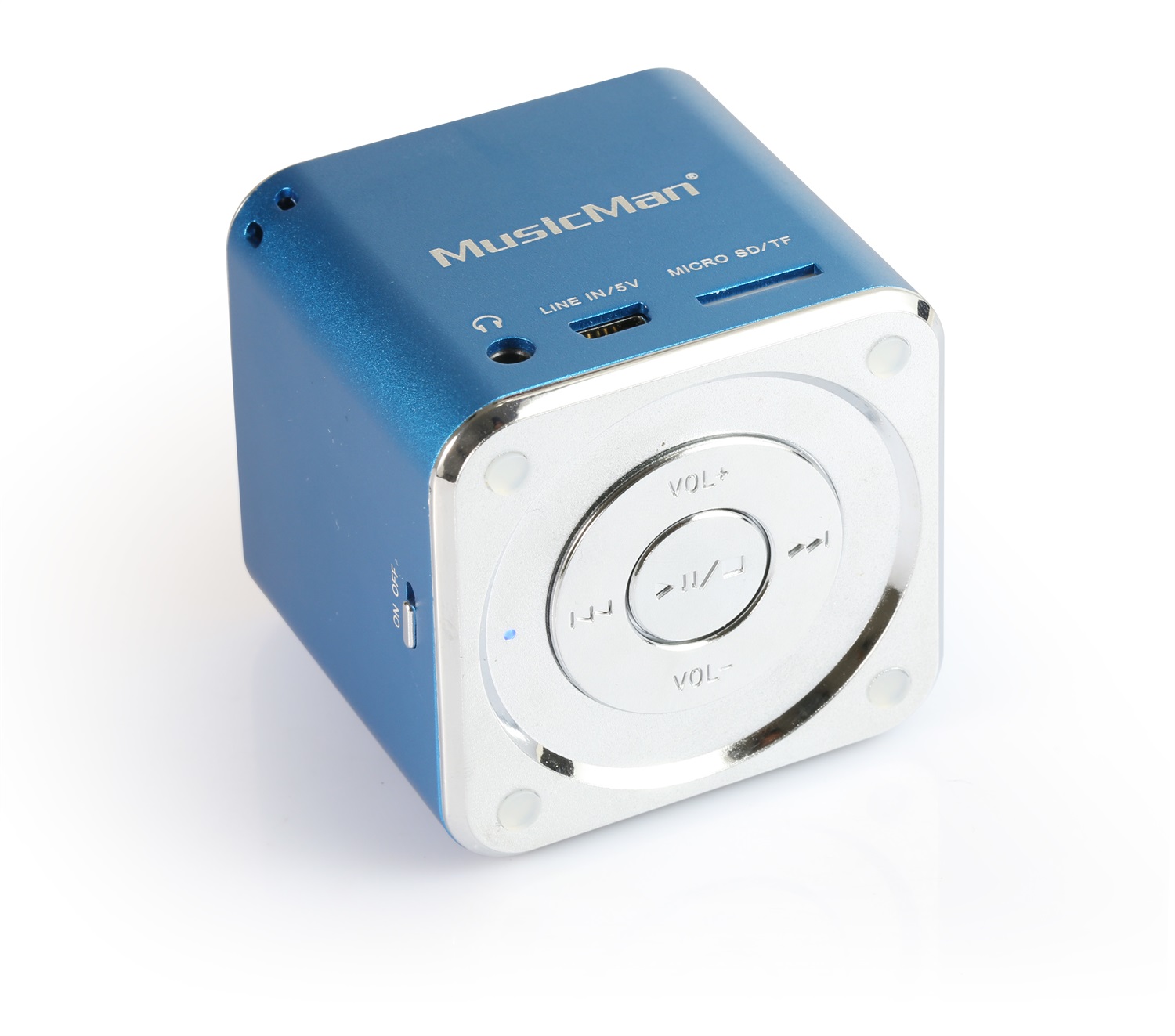 Technaxx Mini MusicMan Altoparlante Portatile Blu - Lettore MP3, USB, MicroSD, Batteria Ricaricabile, 5 Ore di Riproduzione