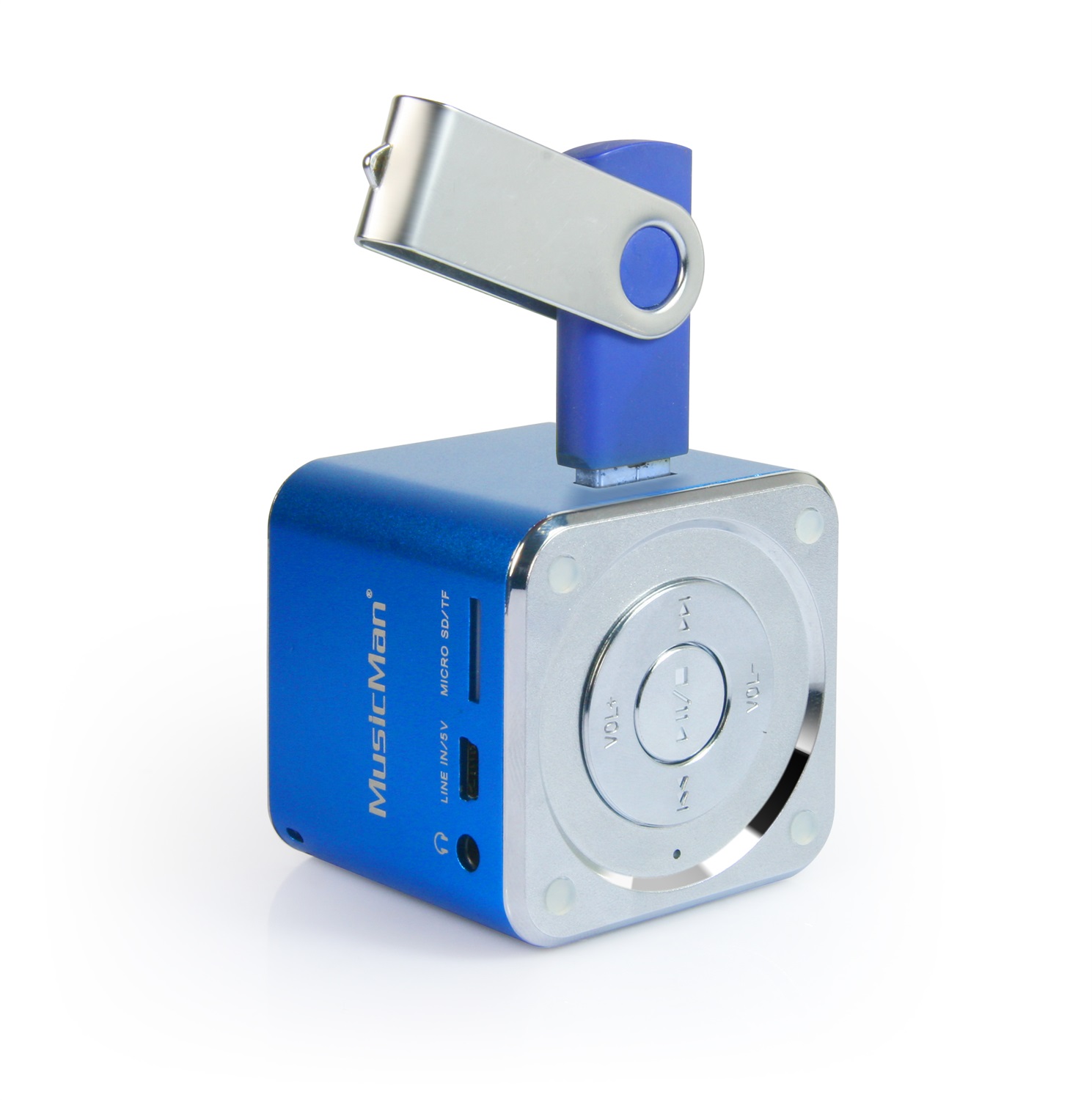 Technaxx Mini MusicMan Altoparlante Portatile Blu - Lettore MP3, USB, MicroSD, Batteria Ricaricabile, 5 Ore di Riproduzione