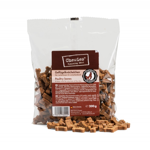 Chewies Snack per Cani al Pollame - Semi-umidi e Maxi, 200 g - Ausilio per Educazione e Allenamento